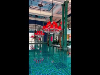 vietnam swimming pool in the luxurious interiors of the hotel de la coupole in sa pa, vietnam.